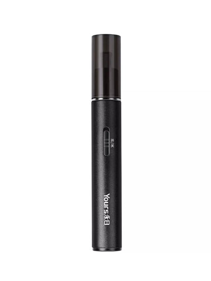 Black Trendsi electric nose hair trimmer with compact design and stainless steel trimming head for precise grooming.