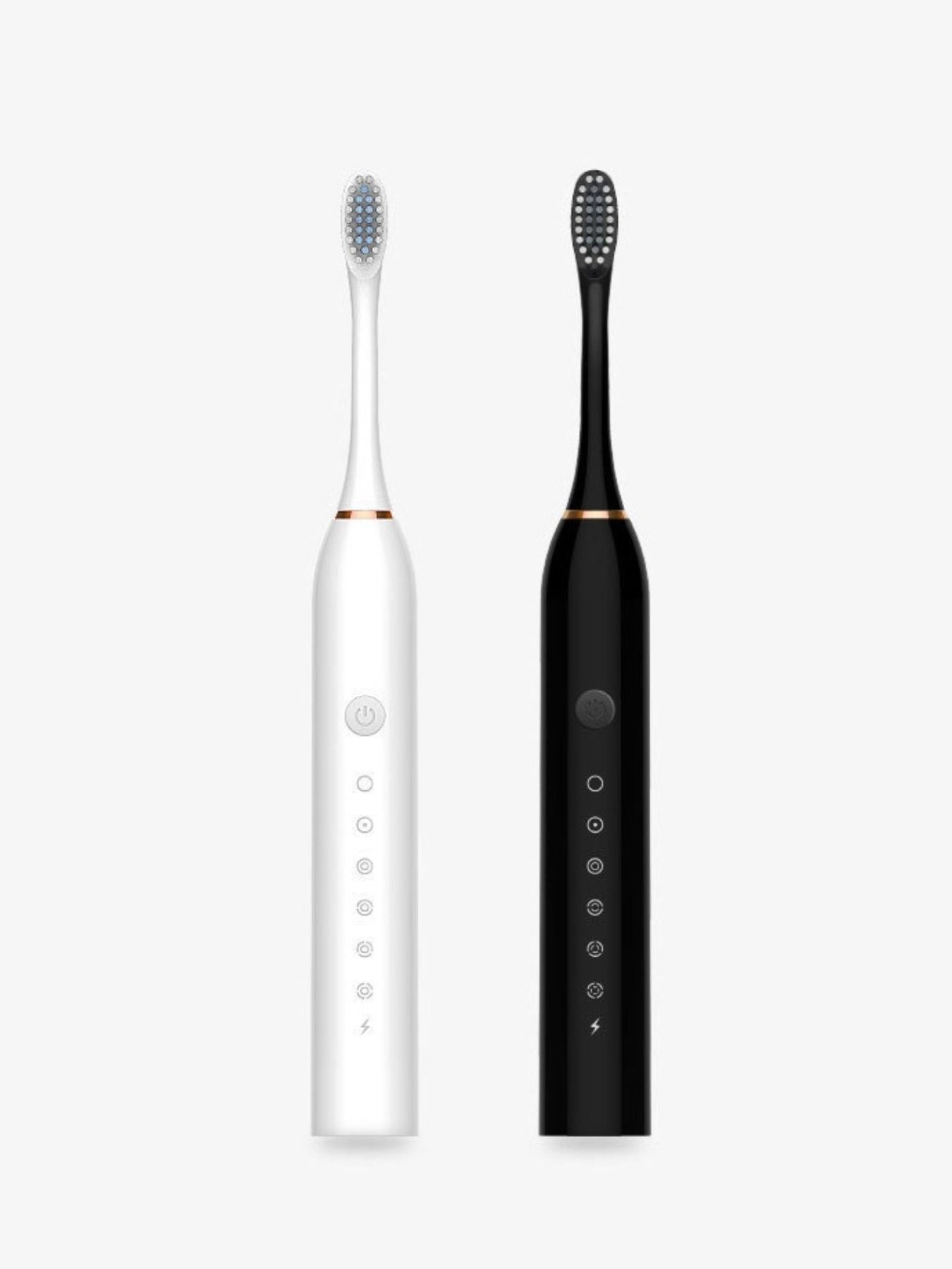 Black electric toothbrush with multiple cleaning modes by Trendsi, showing the brush head and sleek handle.