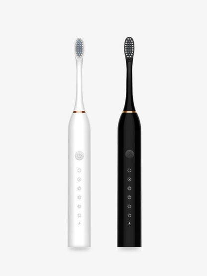 Black electric toothbrush with multiple cleaning modes by Trendsi, showing the brush head and sleek handle.