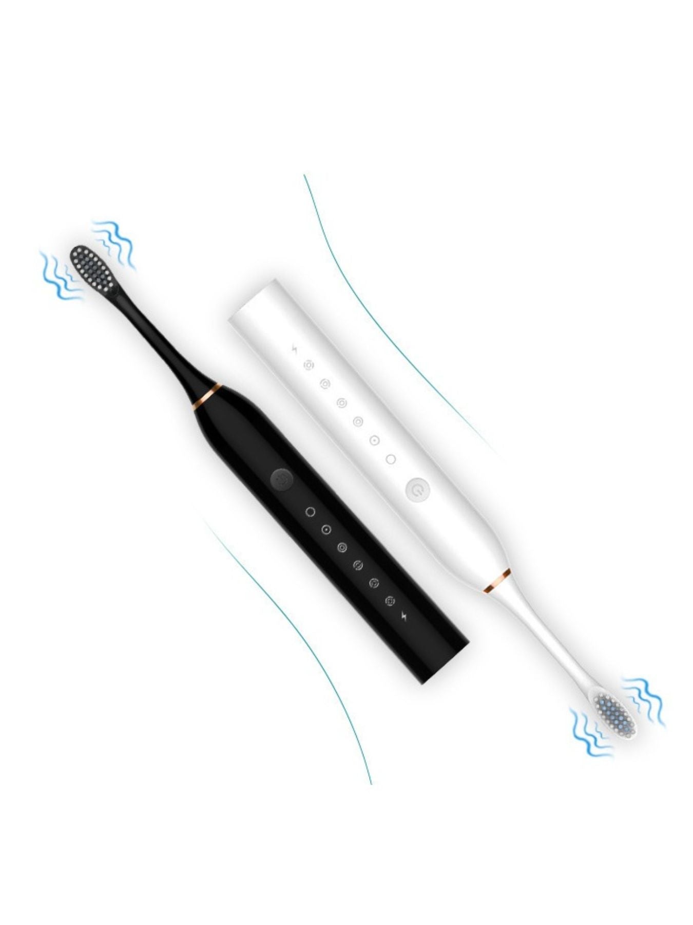 Black electric toothbrush with multiple cleaning modes, Trendsi brand, showing brush head and ergonomic handle.