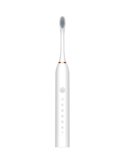 Black electric toothbrush with multiple cleaning modes, Trendsi brand, showing the toothbrush with textured handle and brush head.