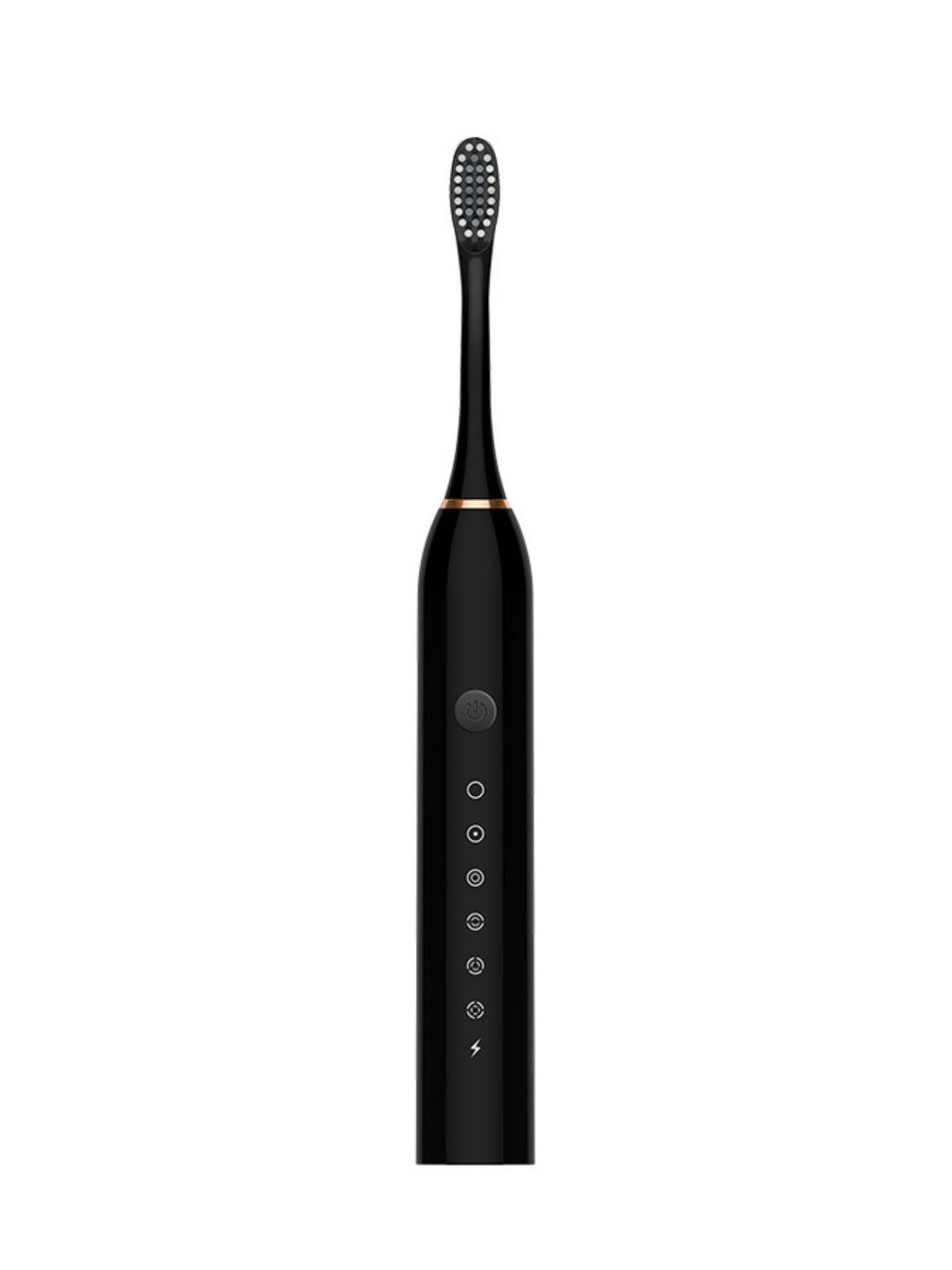 Black electric toothbrush with multiple cleaning modes from Trendsi, showing the brush head and sleek design.