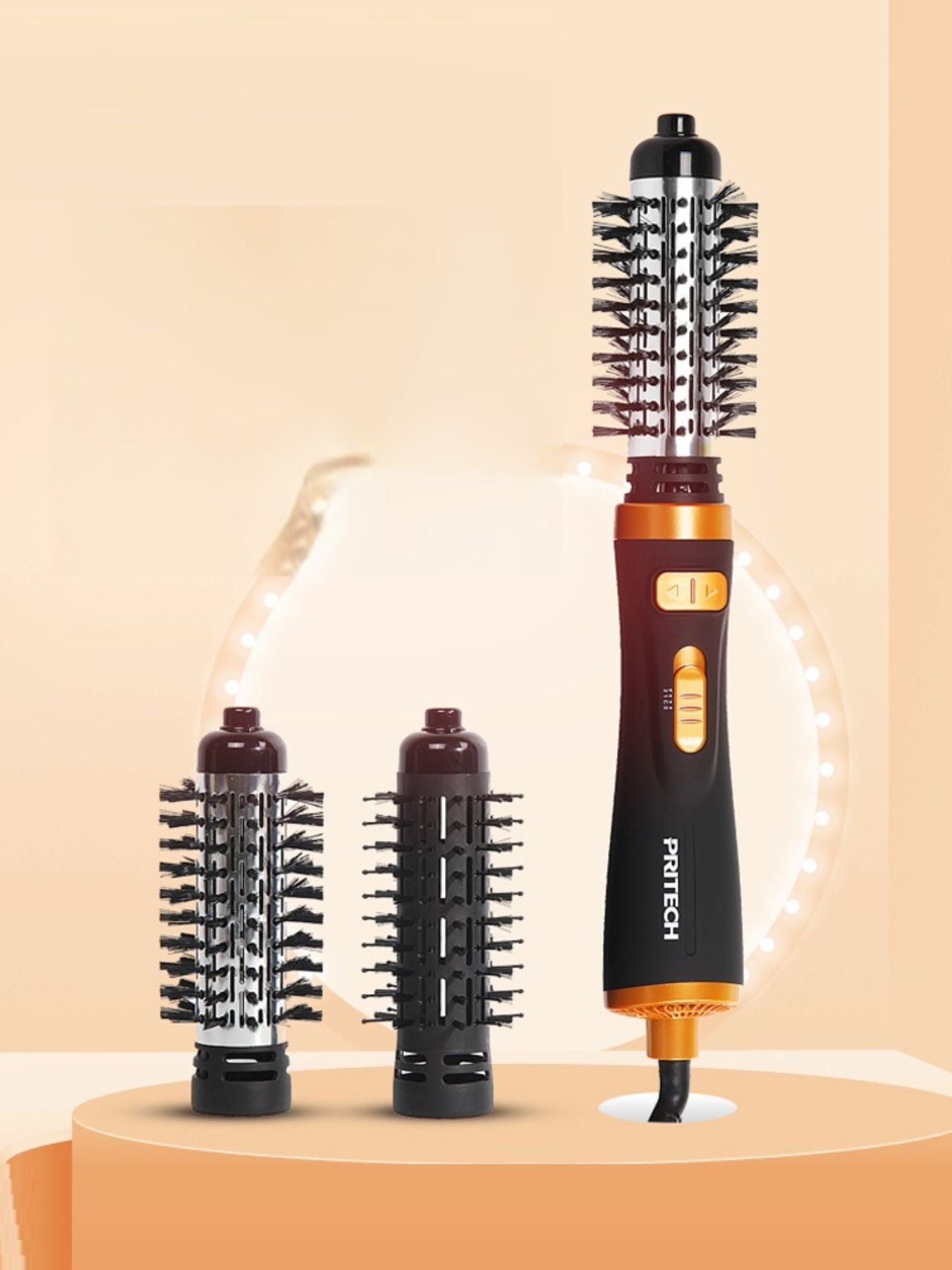 Black Trendsi Fast Heating Hot Air Brush with one-size design, showcasing its sleek appearance and ergonomic handle.