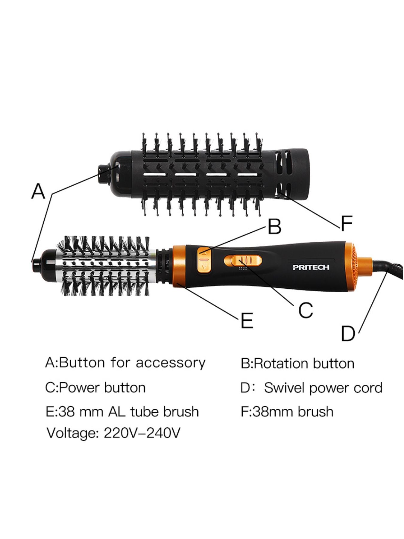 Black Trendsi fast heating hot air brush with a sleek design, ideal for quick styling and hair drying.