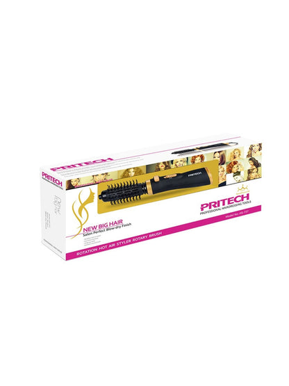 Black Trendsi fast heating hot air brush showing a sleek, compact styling tool with a handle and rotating barrel.