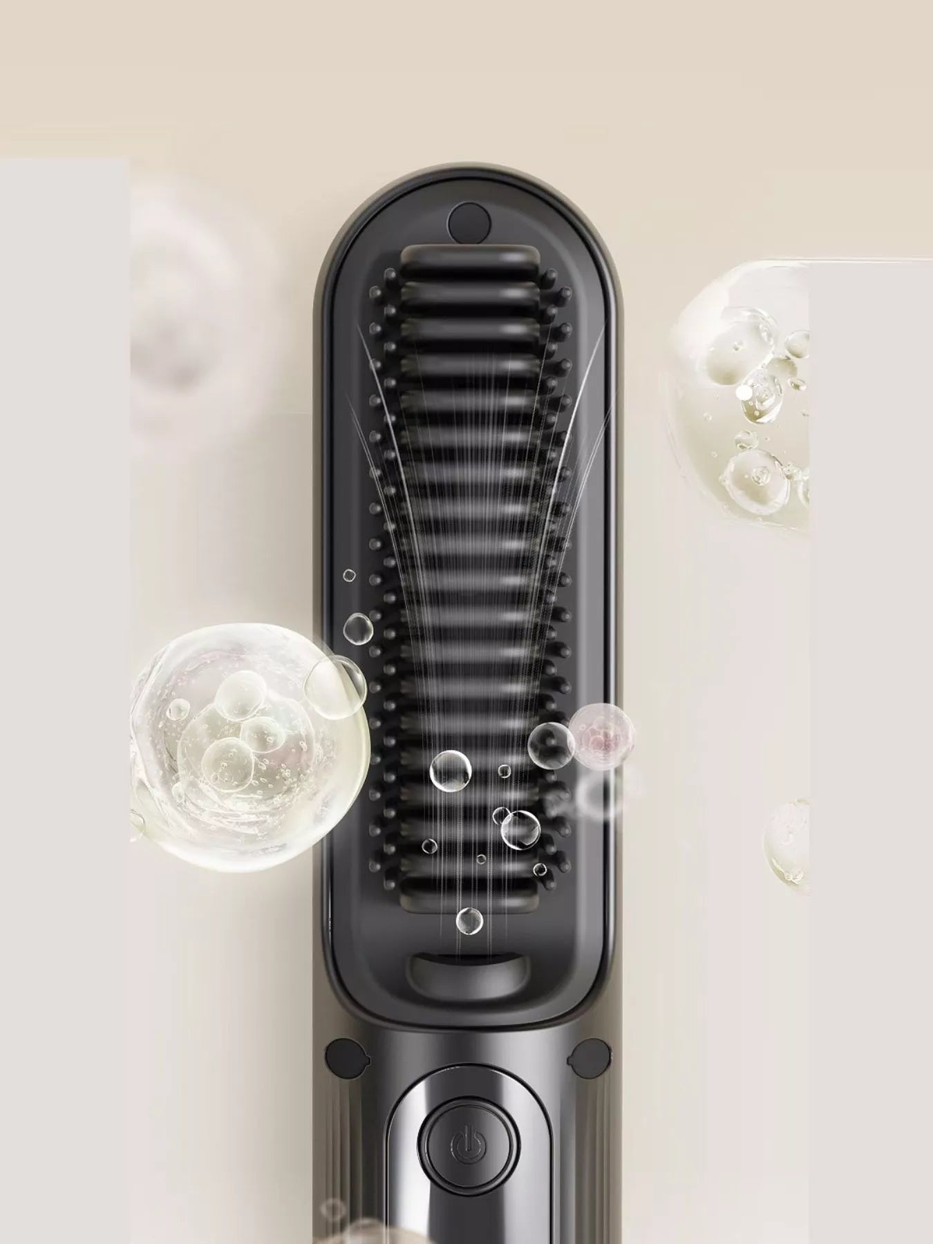 Black heated hair straightening comb by Trendsi, showing the comb's sleek design and heating plates for smooth, straight hair.
