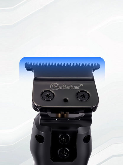 Black cordless hair clipper with LED display from Trendsi, showcasing a sleek design and adjustable blades for styling.