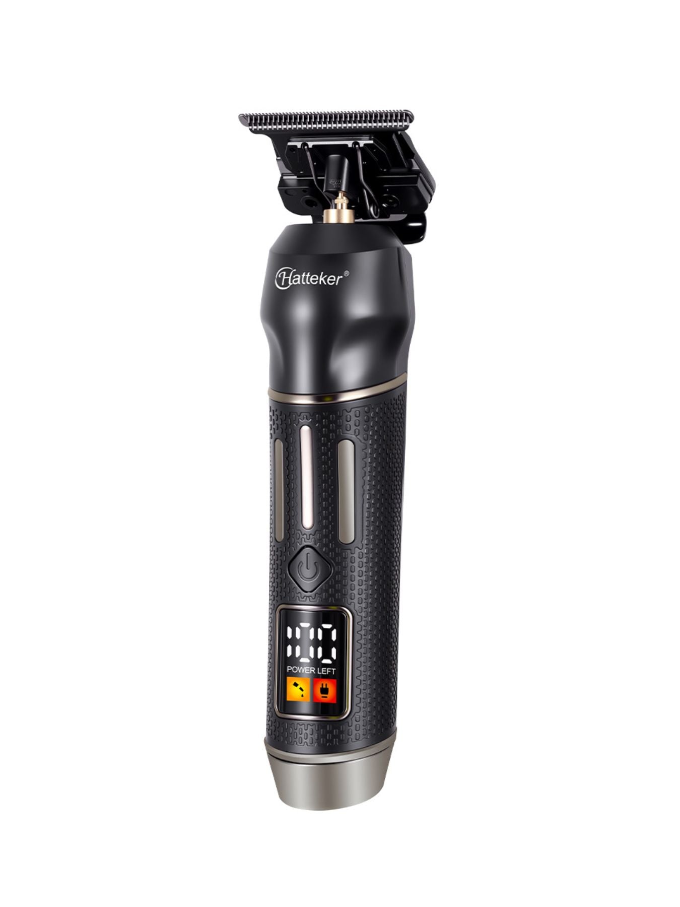 Black cordless hair clipper with LED display from Trendsi, showcasing adjustable blades and ergonomic design.