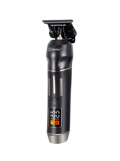 Black cordless hair clipper with LED display from Trendsi, showcasing adjustable blades and ergonomic design.