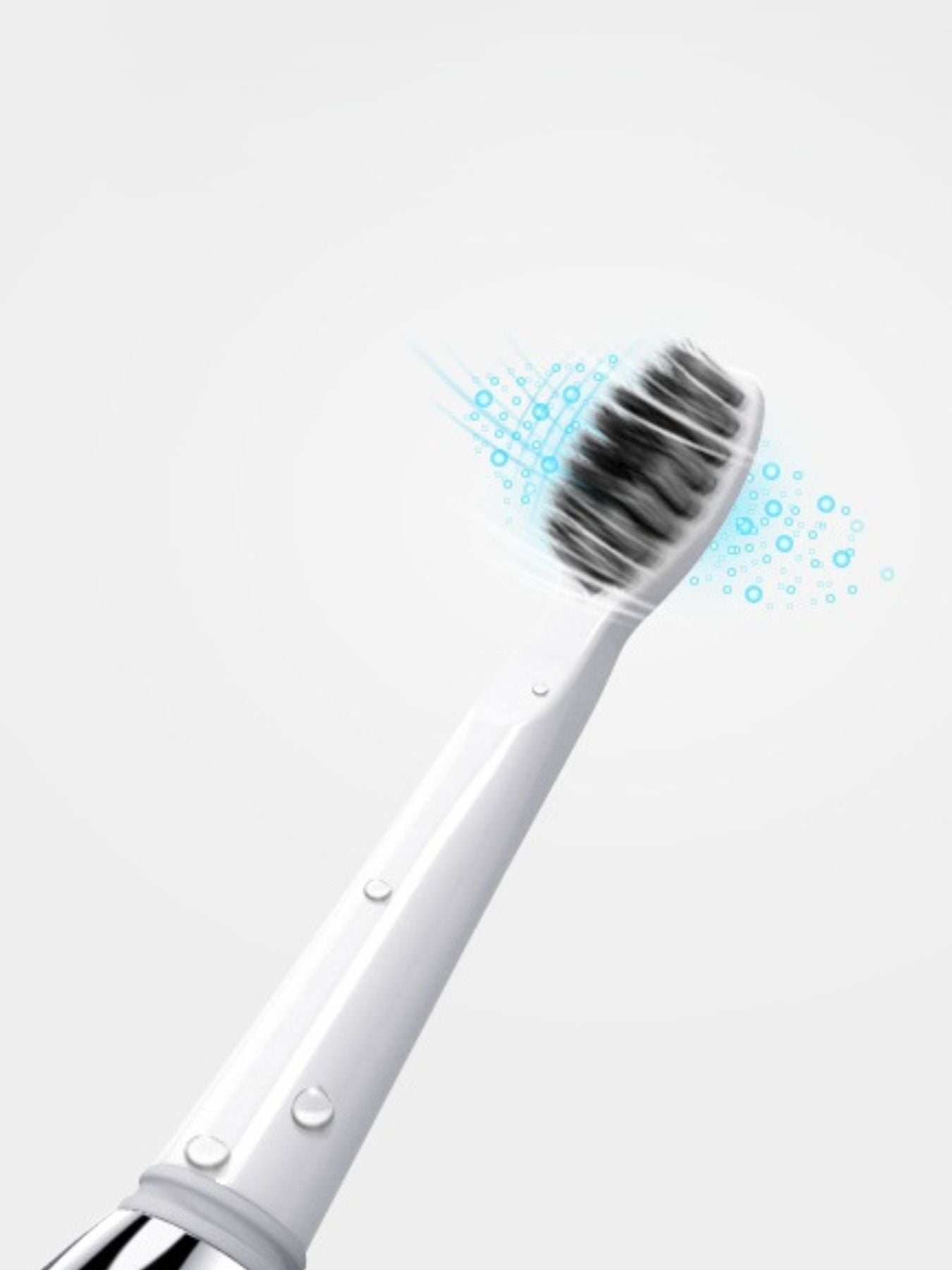Black electric toothbrush with long battery life and sleek design from Trendsi, shown with brush head attached.