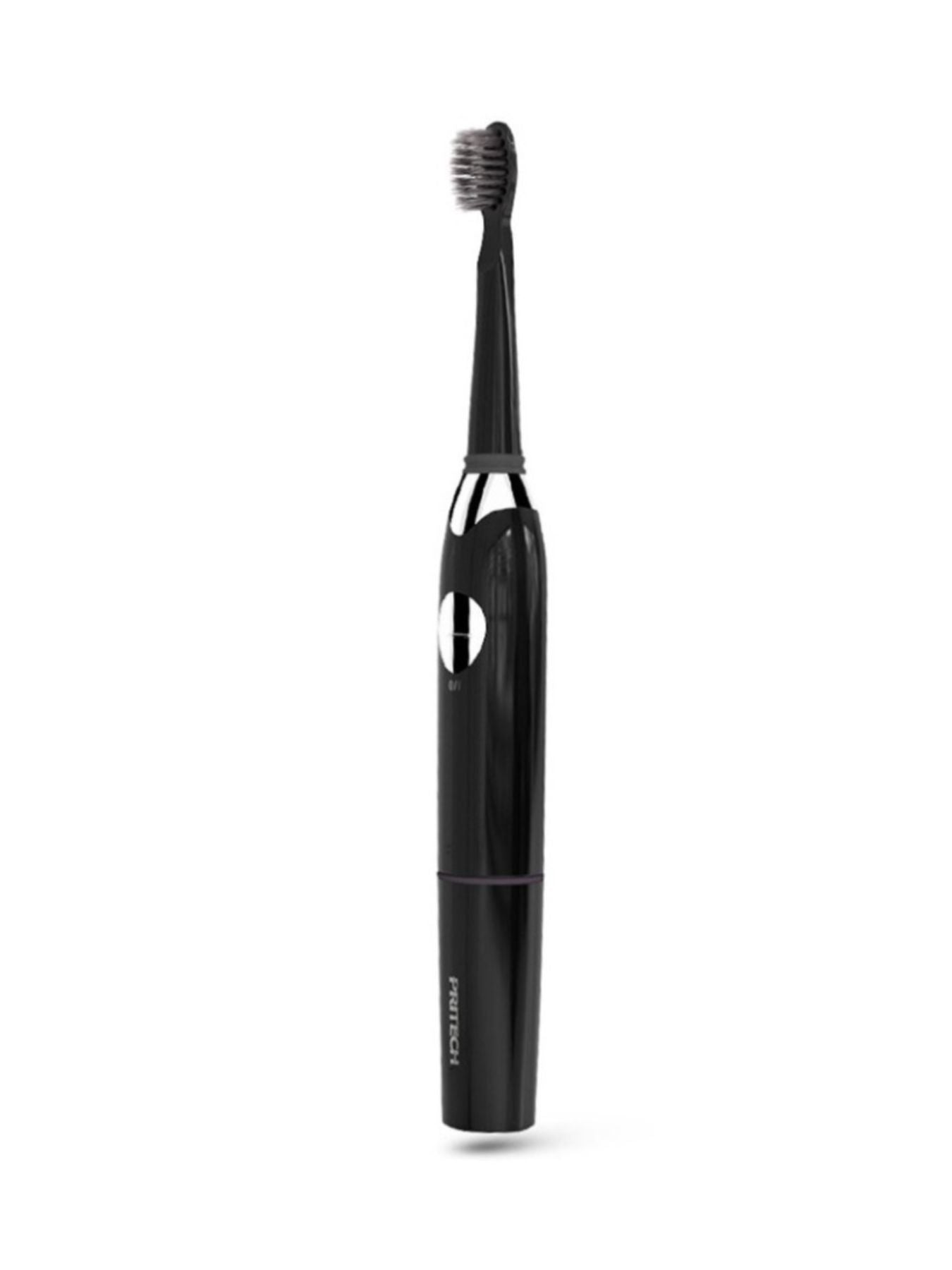Black electric toothbrush with long battery life and sleek design, featuring a one-size brush head from Trendsi.