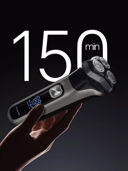 Men's rechargeable waterproof rotary shaver with LED display, black Trendsi electric razer for wet and dry use