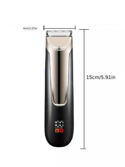 Men's waterproof electric trimmer by Trendsi with LCD display and dock charging, shown in black.