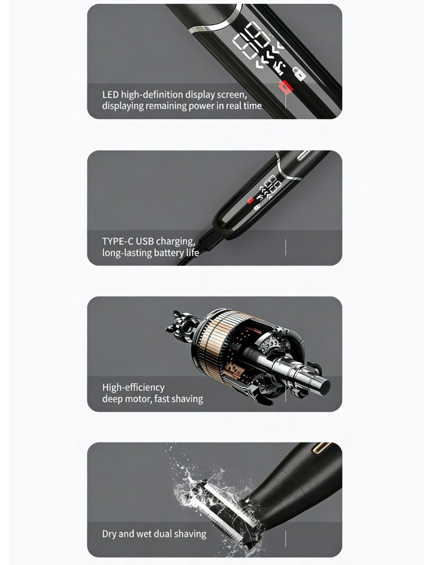 Black Trendsi multifunctional electric hair removal epilator with various attachments for smooth, easy skin grooming.