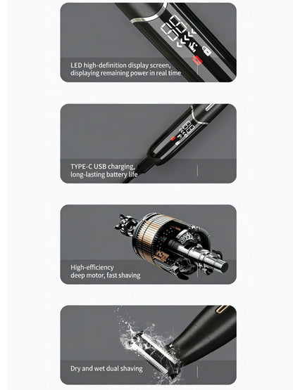 Black Trendsi multifunctional electric hair removal epilator with various attachments for smooth, easy skin grooming.