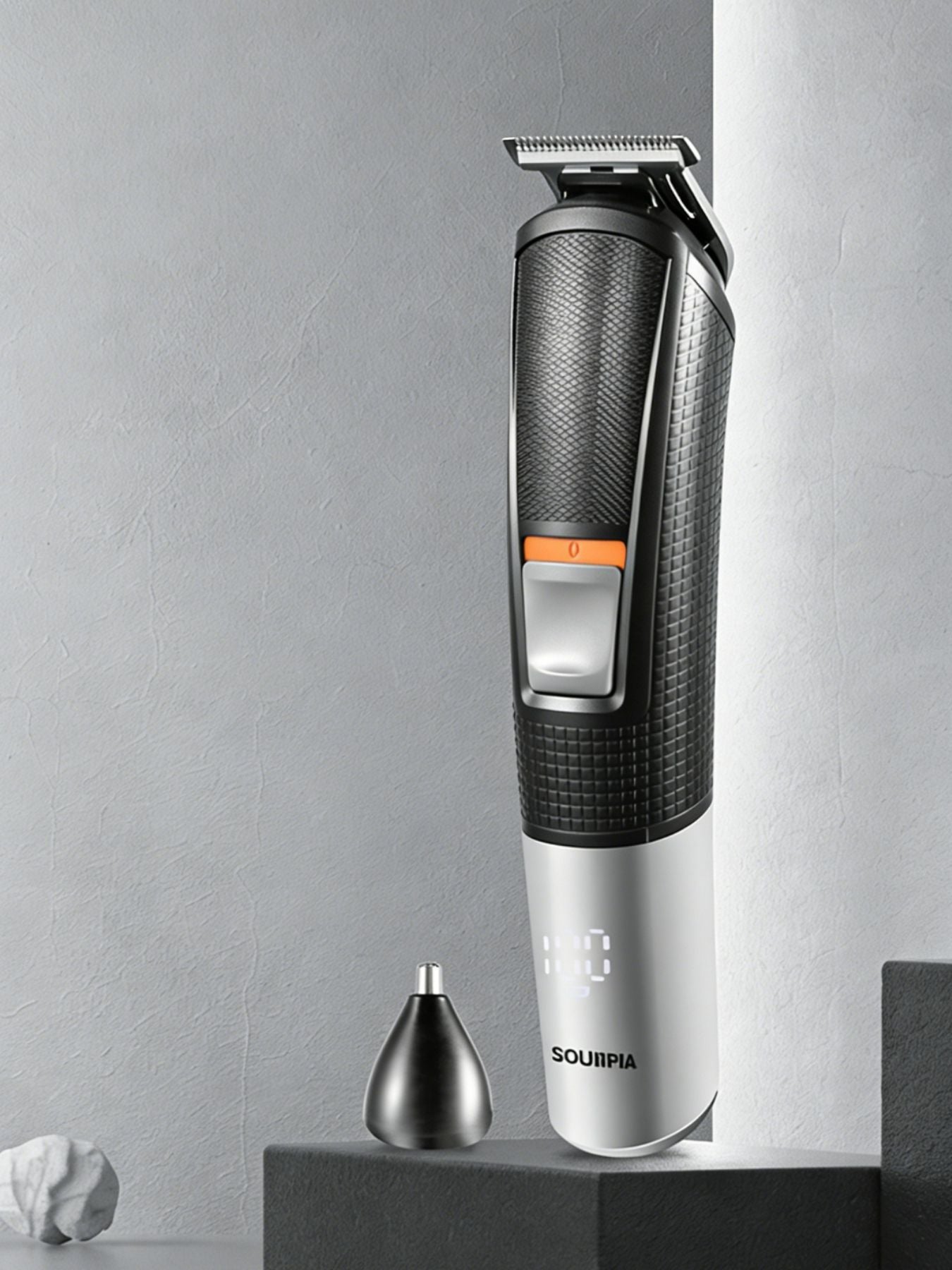 Black multifunctional rechargeable hair removal epilator from Trendsi with ergonomic design and multiple attachment heads.