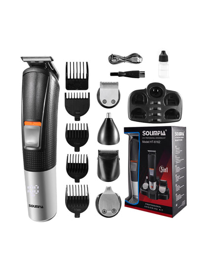 Black Trendsi multifunctional rechargeable hair removal epilator with interchangeable attachments for total body use.