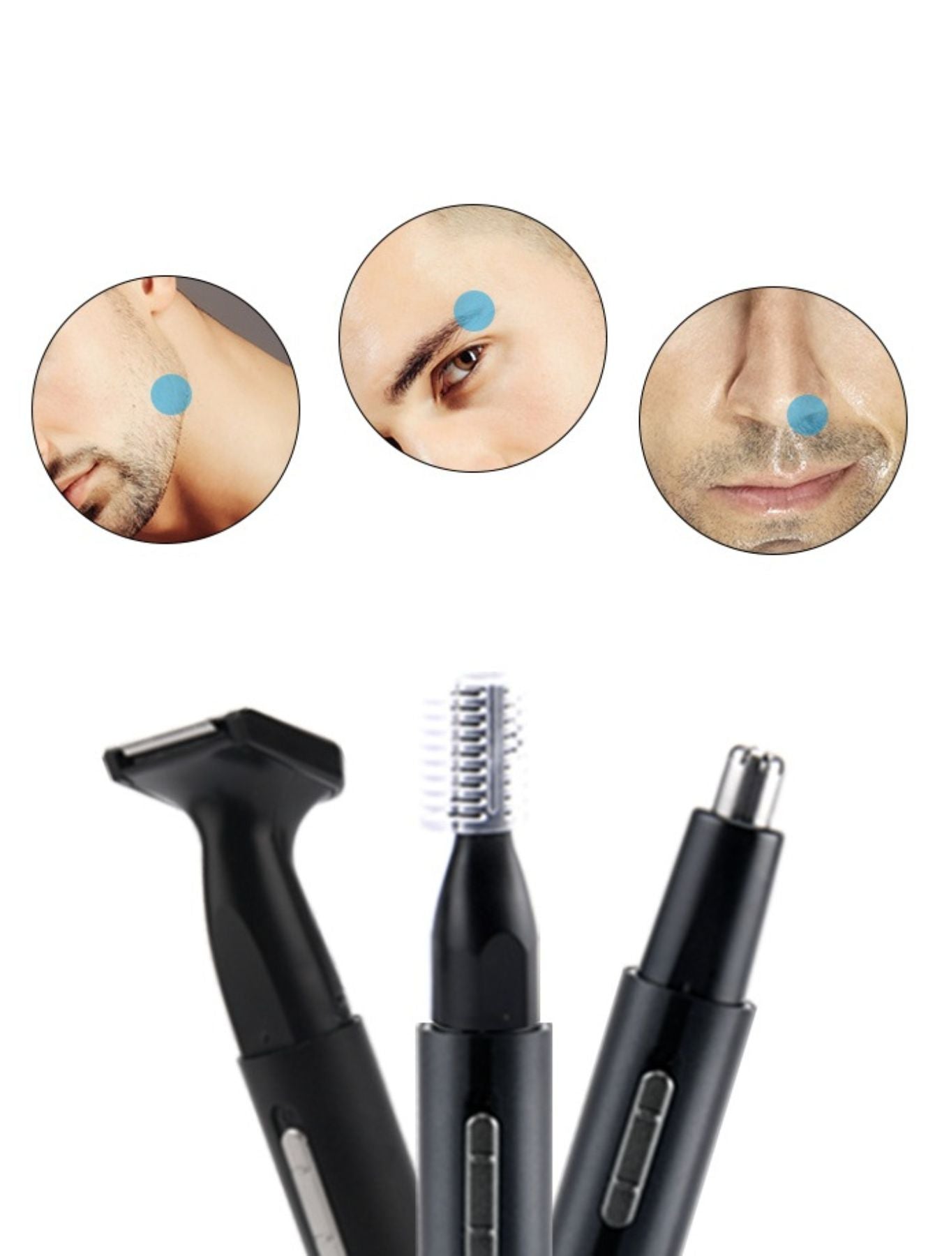 Black Trendsi multifunctional rechargeable nose hair trimmer with ergonomic design and compact size for precise grooming.