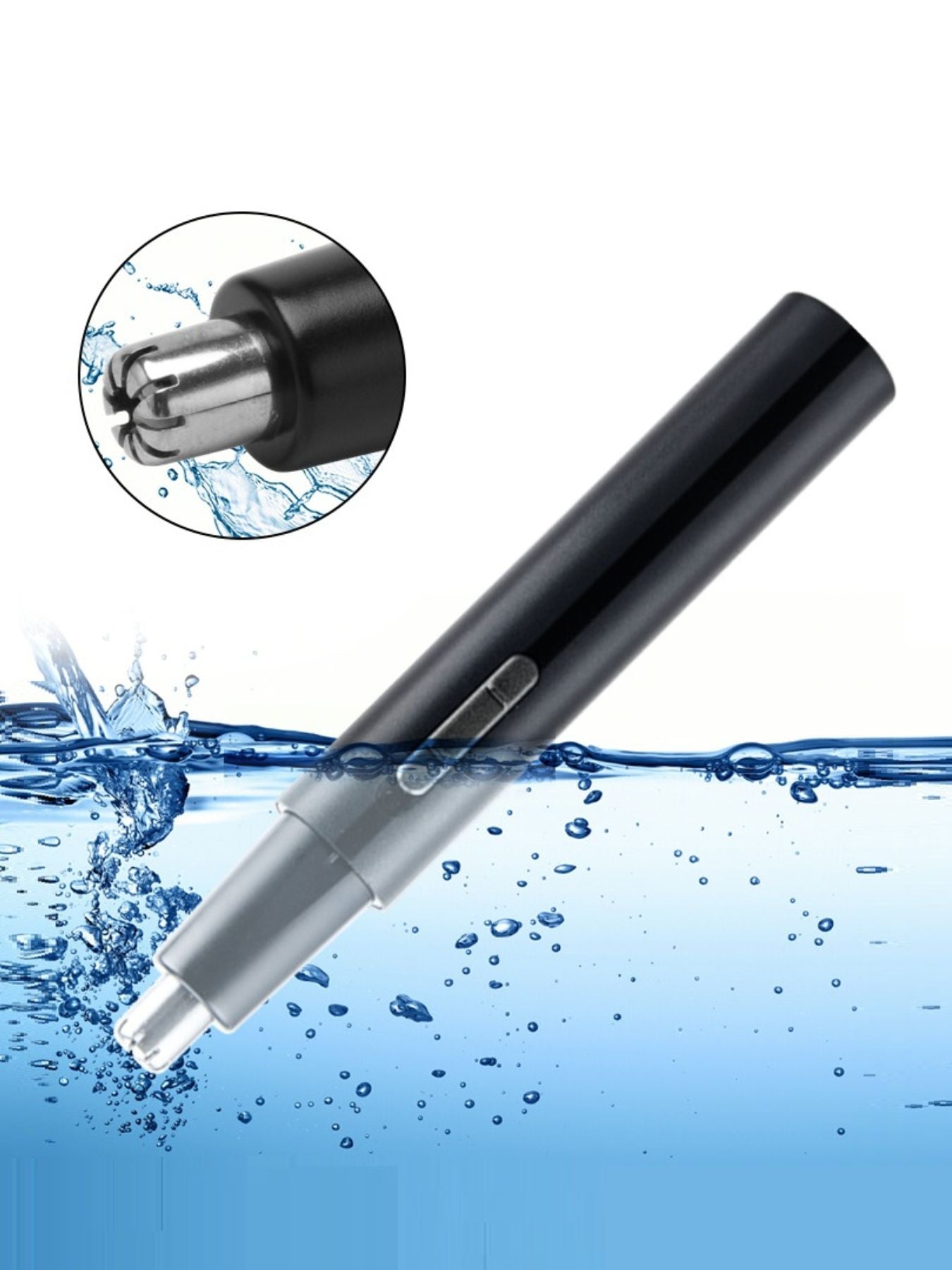 Black Trendsi multifunctional rechargeable nose hair trimmer with ergonomic design and detachable trimming head.