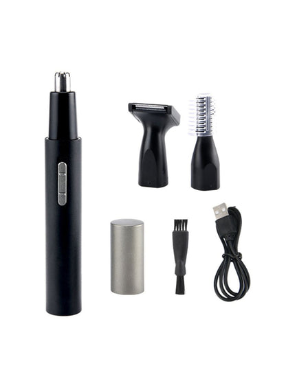 Black Trendsi multifunctional rechargeable nose hair trimmer with detachable head and ergonomic design.