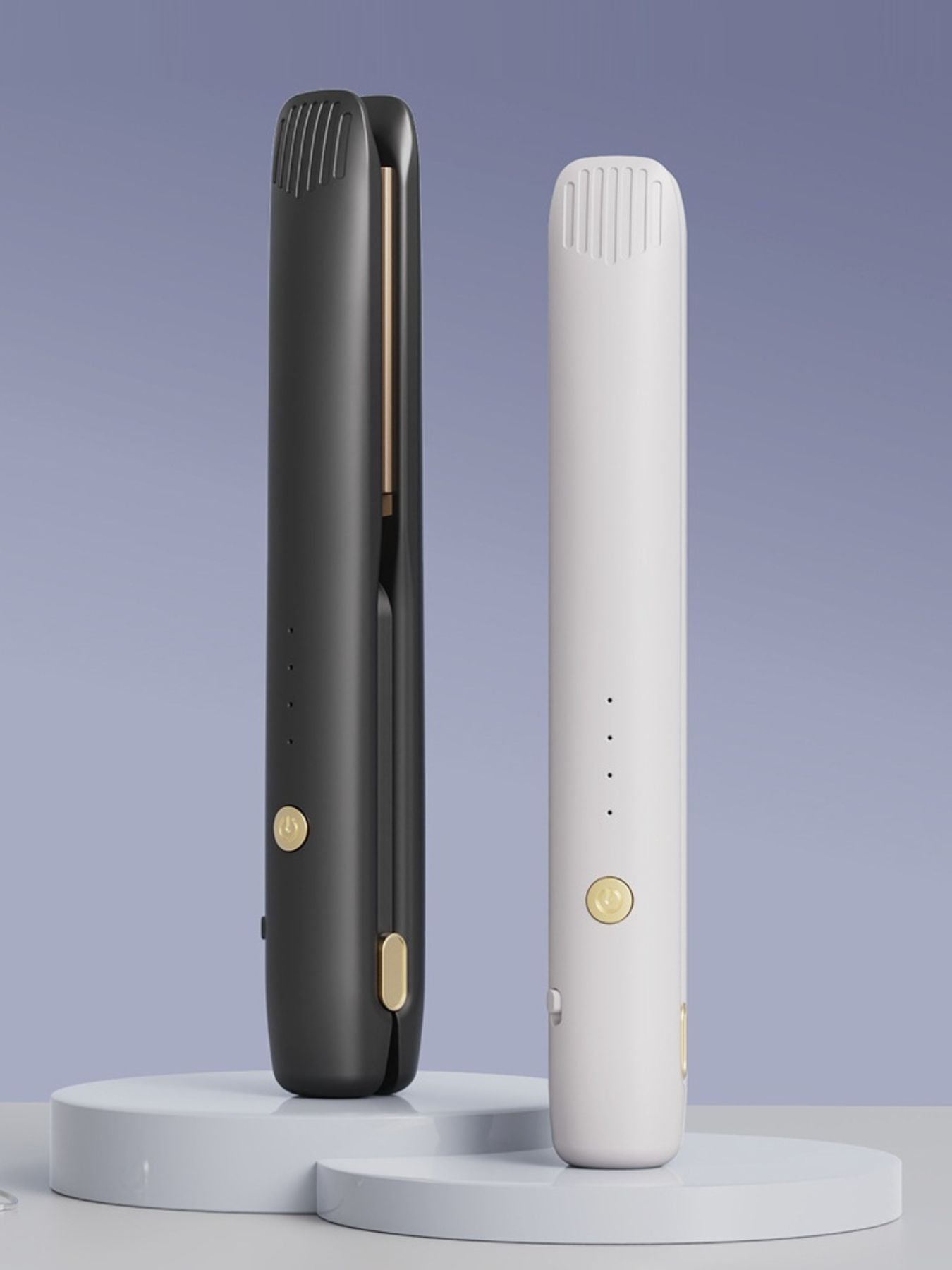Black portable cordless hair straightener by Trendsi, compact and lightweight for easy styling on the go.