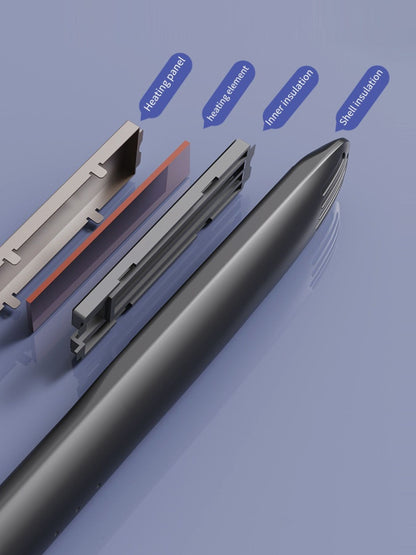 Black portable cordless hair straightener by Trendsi, compact design with ceramic plates for easy styling on the go.