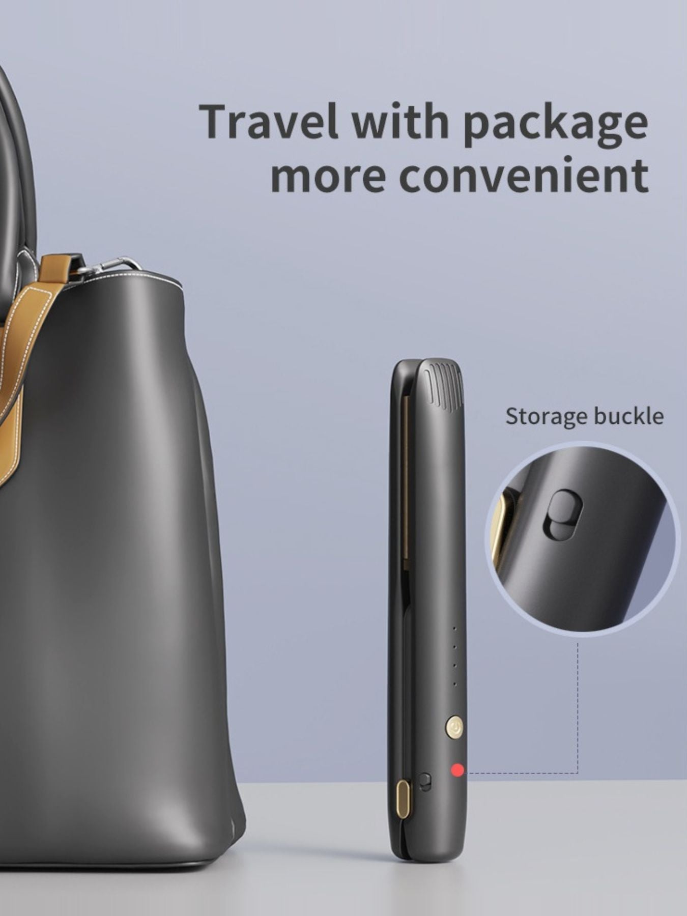 Black portable cordless hair straightener by Trendsi, compact and easy to use for straightening hair on the go.