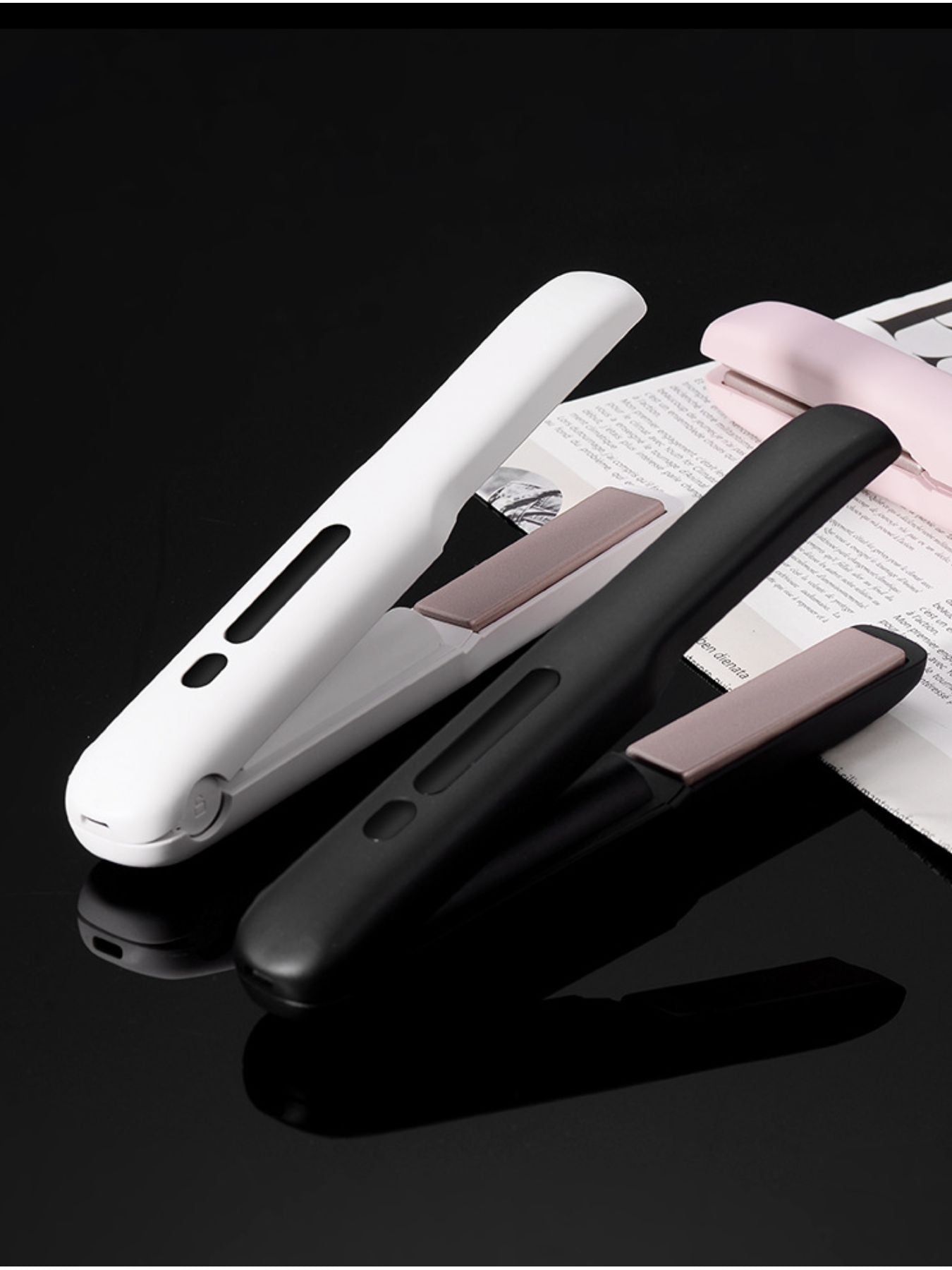 Trendsi portable cordless hair straightener in black, compact design for quick styling on the go.