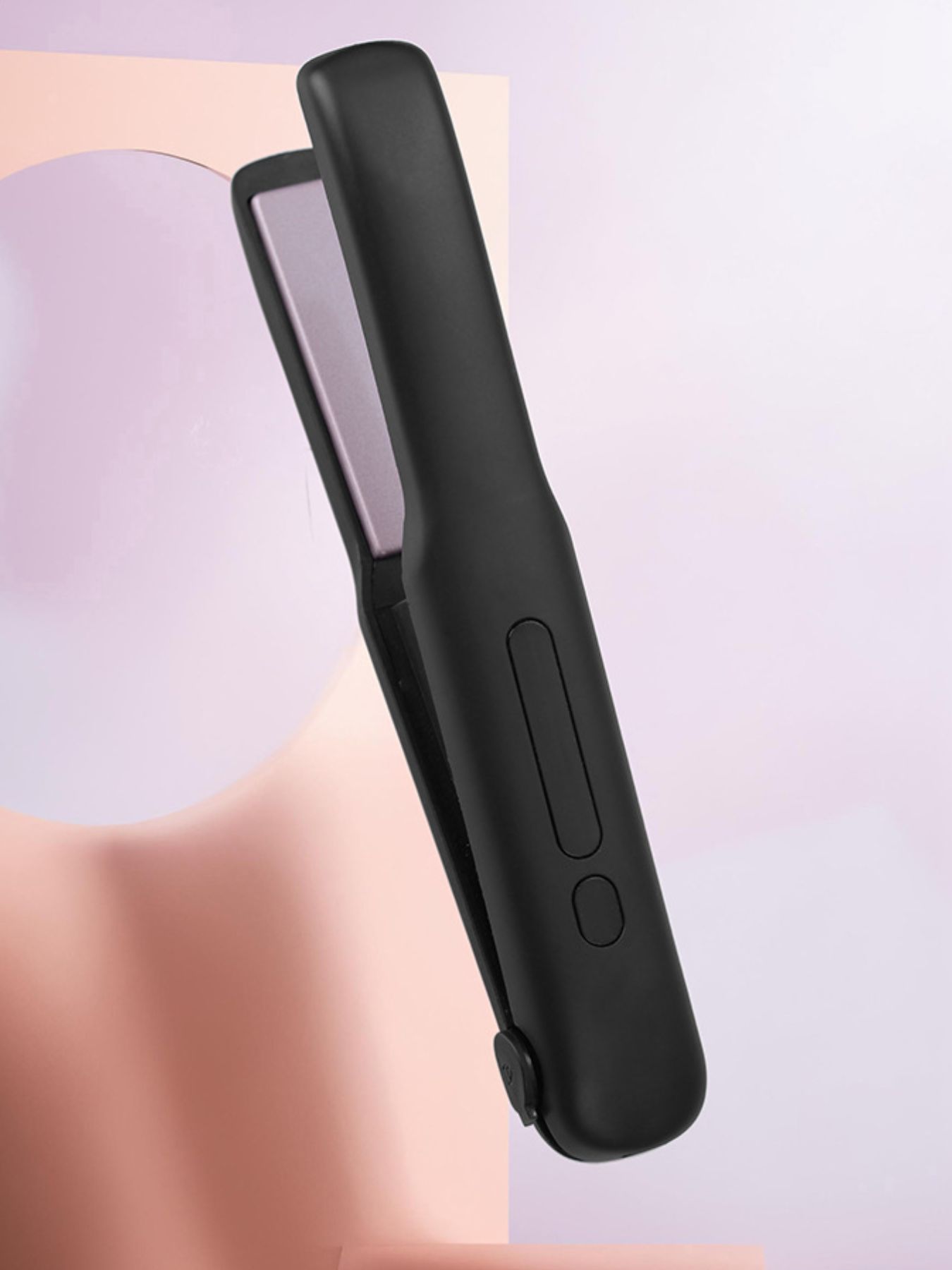 Black portable cordless hair straightener by Trendsi, compact design for convenient styling on the go.