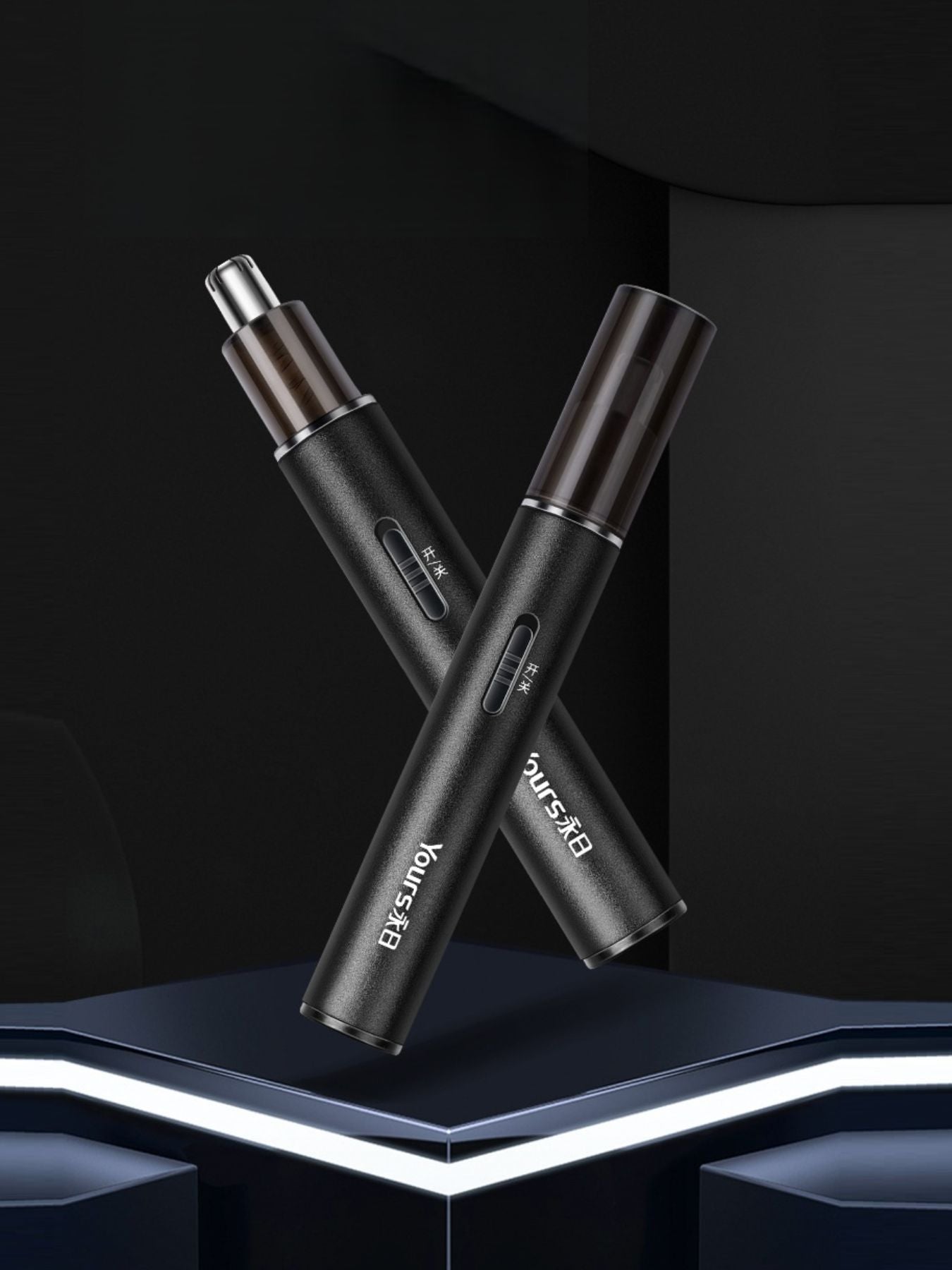 Black portable electric nose hair trimmer by Trendsi, compact design with precision blades for easy grooming.