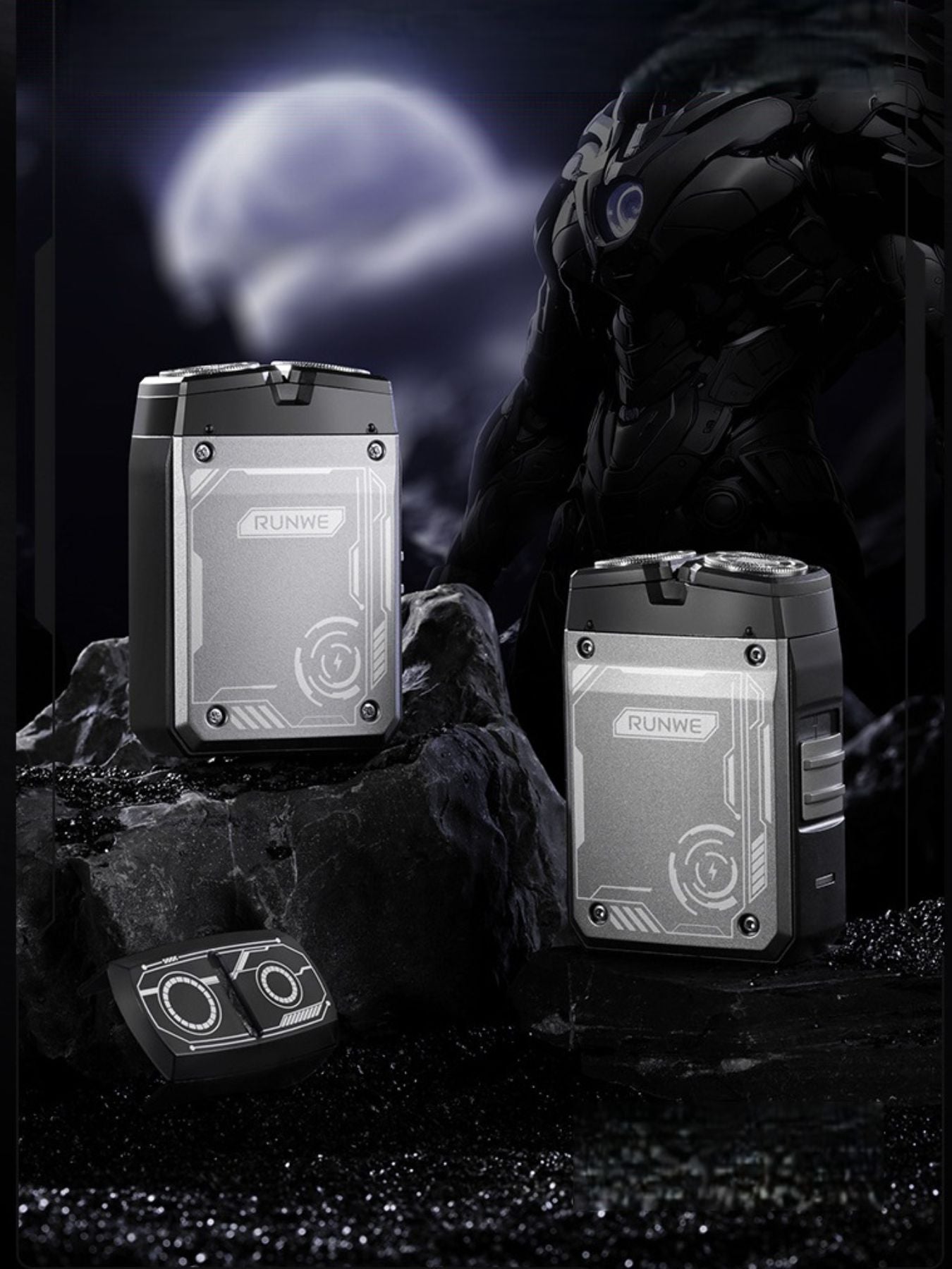 Black portable electric shaver by Trendsi with a compact design and adjustable head for easy grooming.