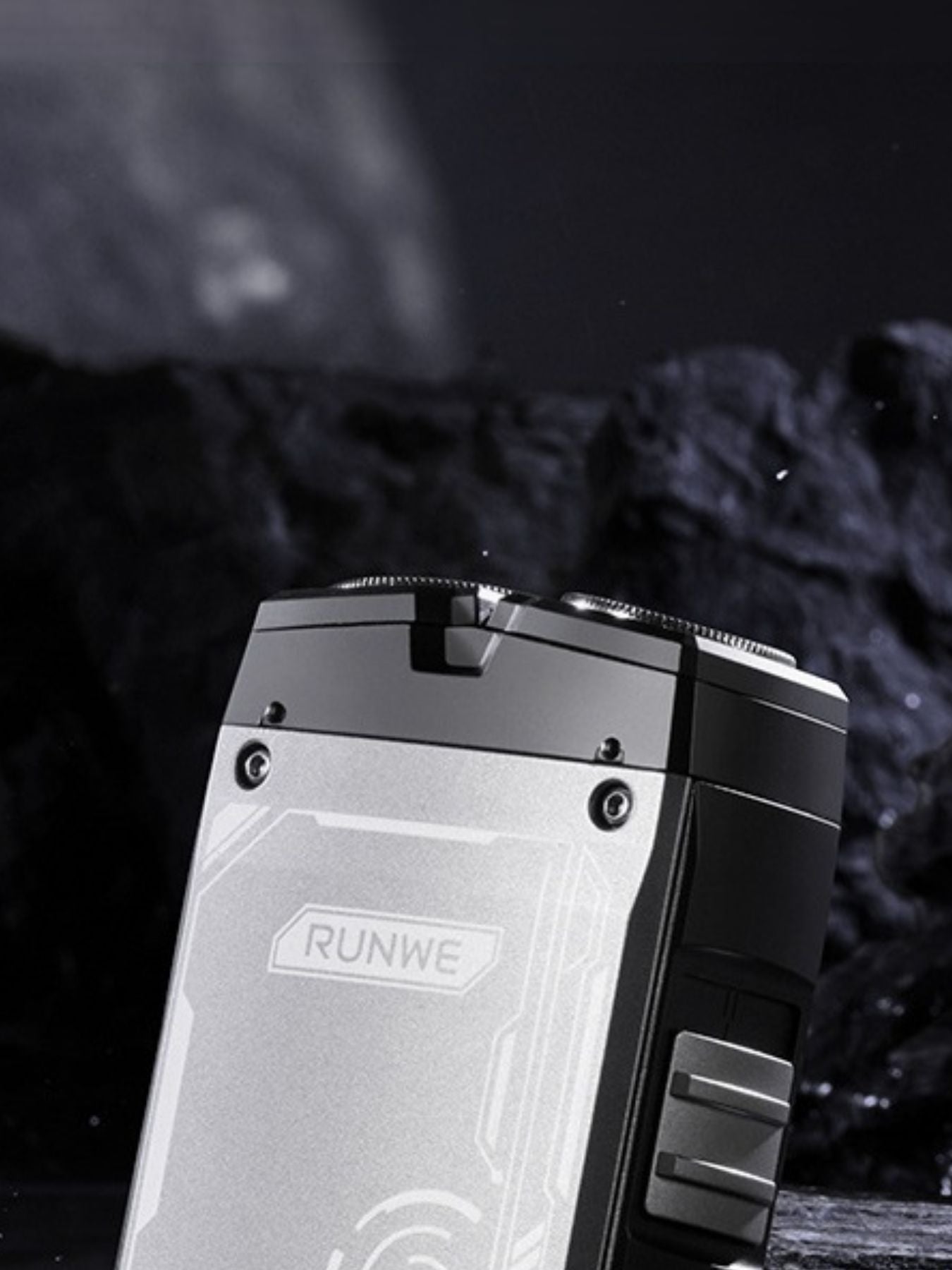 Black portable electric shaver by Trendsi, compact design with adjustable head for precise grooming and easy handling.