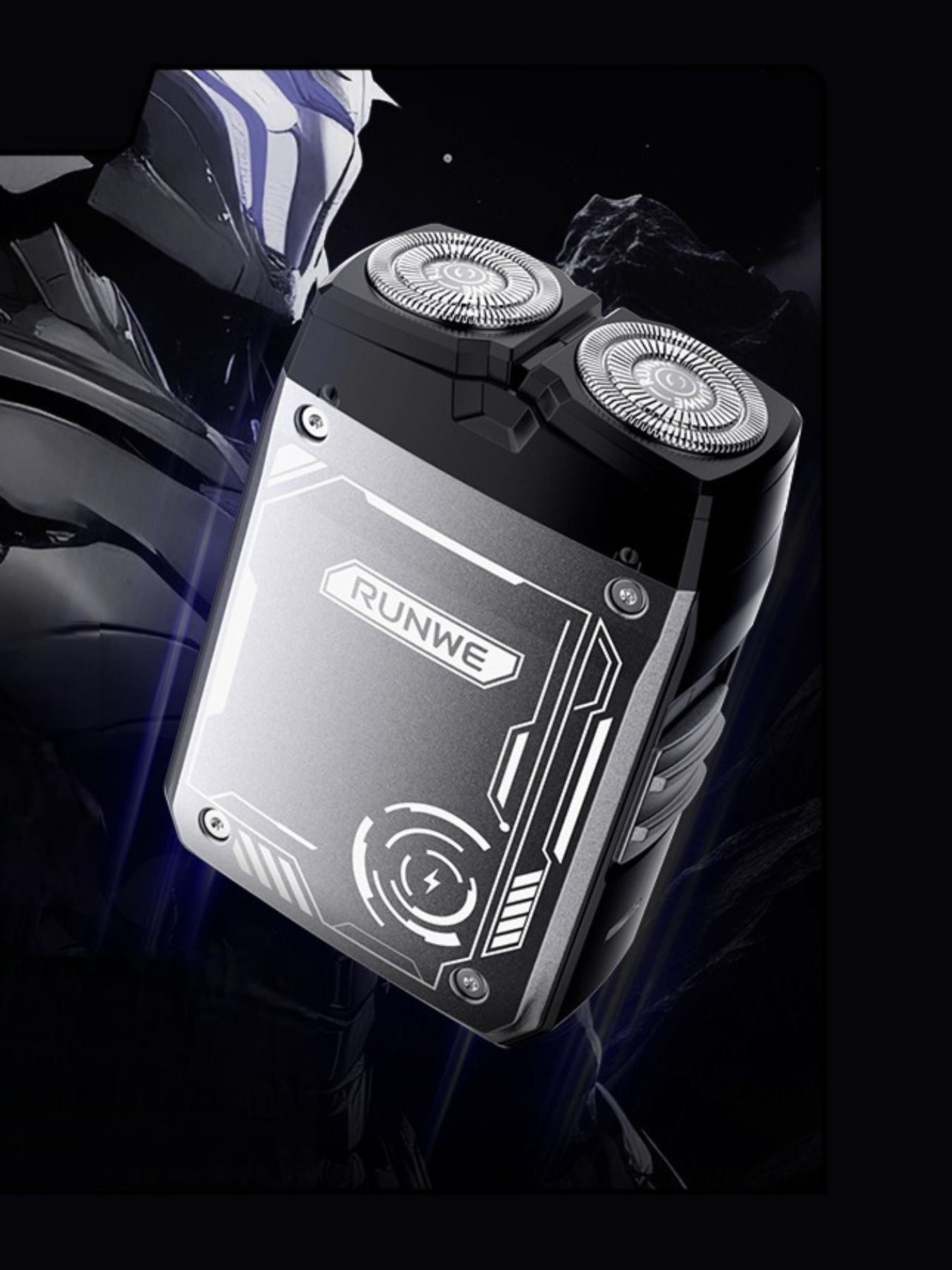 Black portable electric shaver by Trendsi, compact design with a sleek handle, ideal for travel grooming and quick touch-ups.