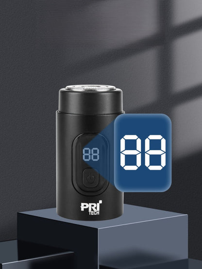 Black portable electric shaver with LED display from Trendsi, compact design for convenient grooming.