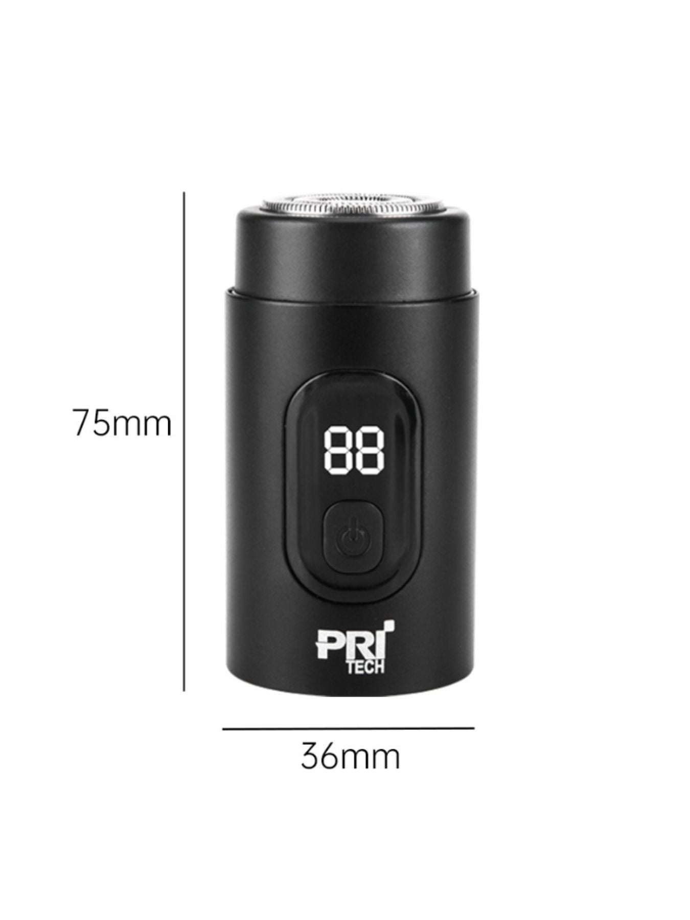 Black portable electric shaver with LED display, compact design, and adjustable settings by Trendsi.
