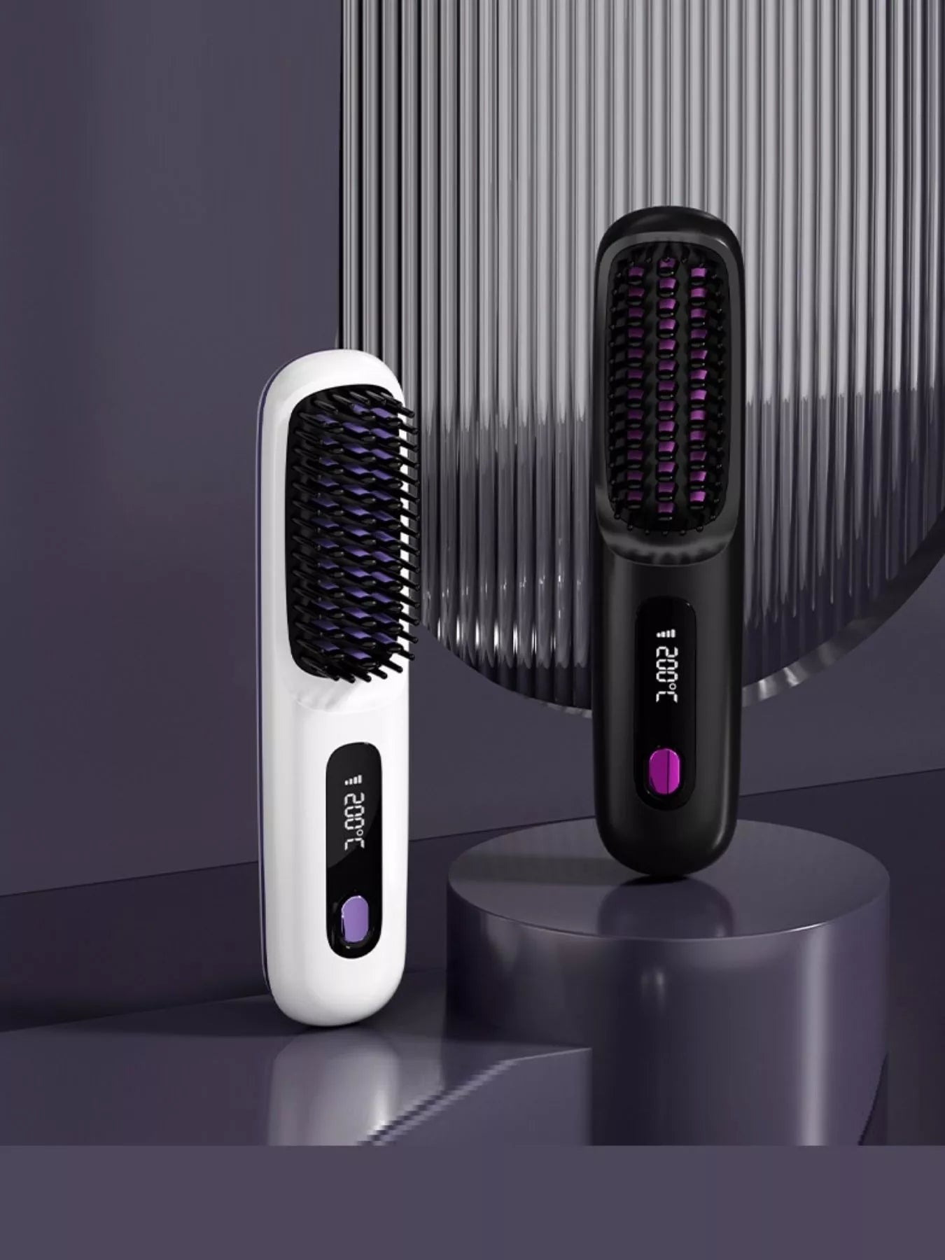 Black portable straightening comb by Trendsi with fast heating and compact design for quick hair styling.