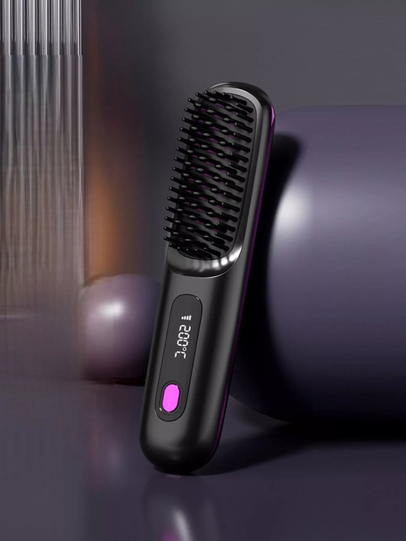 Black portable fast heating straightening comb by Trendsi, designed for quick hair styling and easy handling.