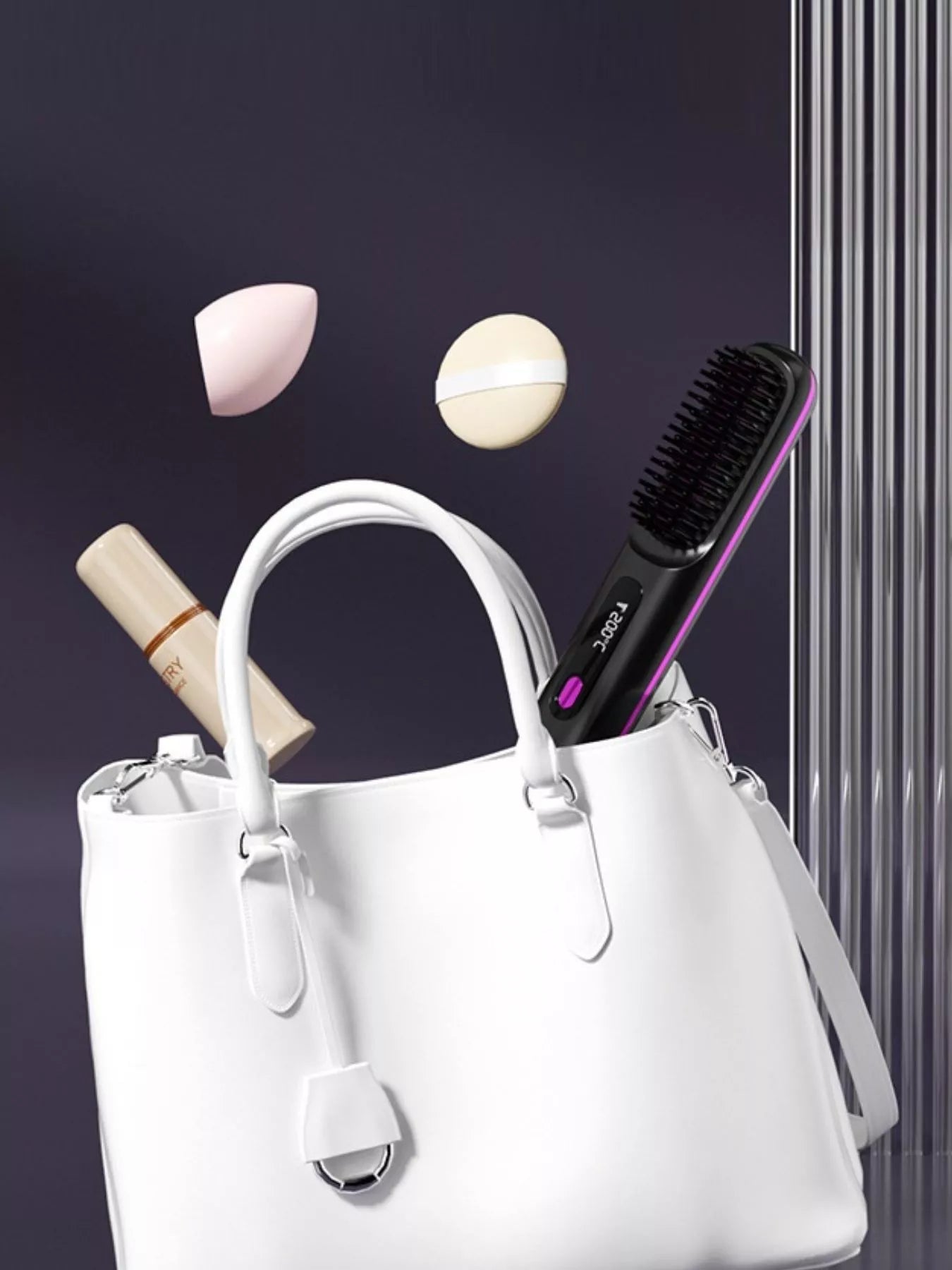 Black portable fast heating straightening comb by Trendsi, compact design for quick hair styling and easy use.