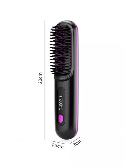 Black portable fast heating straightening comb by Trendsi, compact hair styling tool with sleek design and adjustable heat settings.