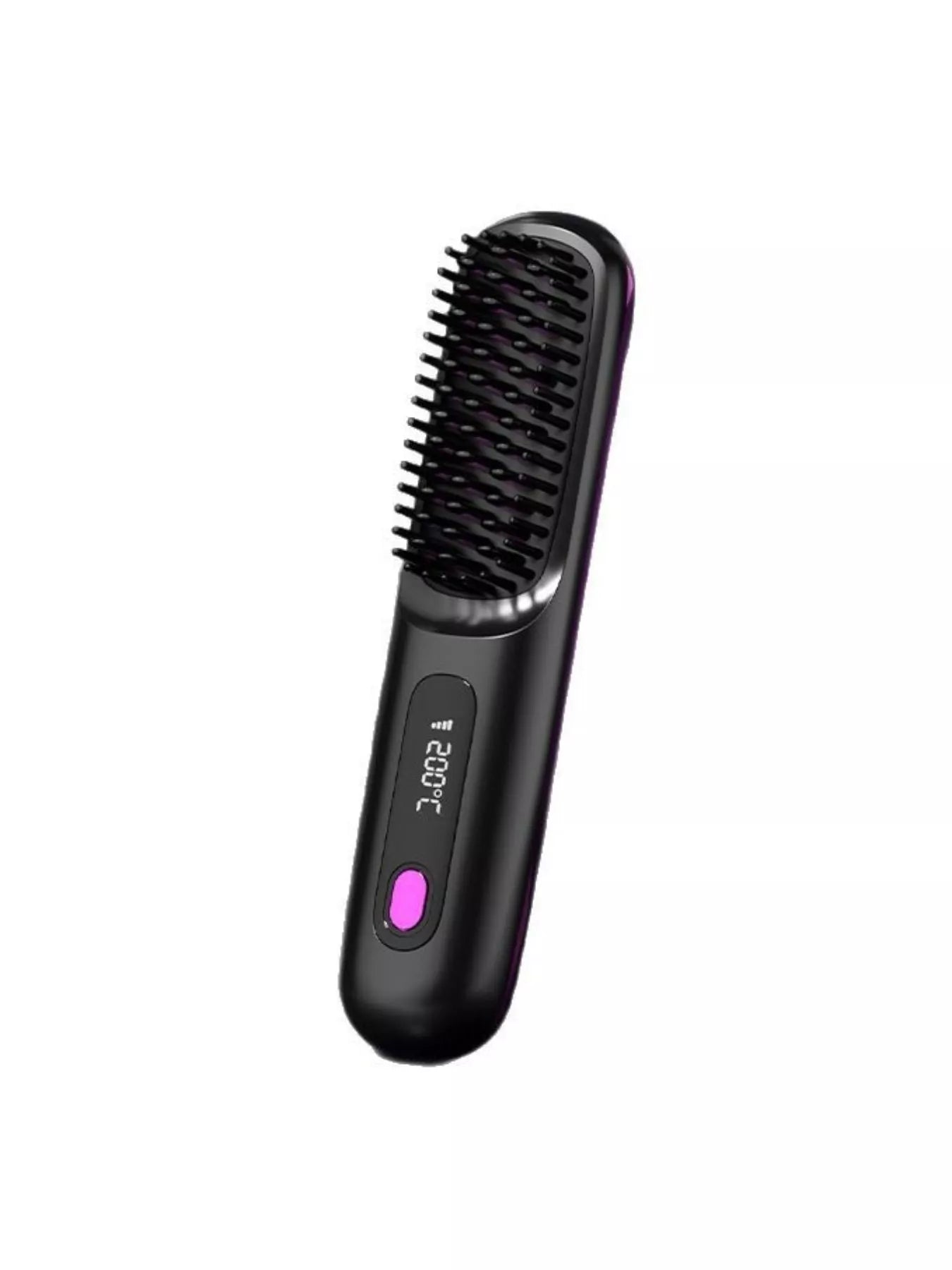 Black portable straightening comb from Trendsi, with fast heating feature, designed for quick and easy hair styling.