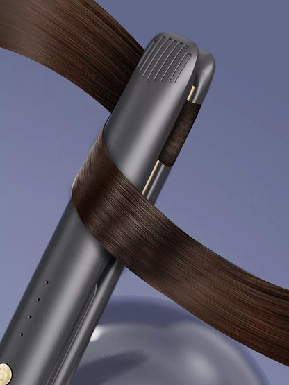 Black portable hair straightener by Trendsi, compact and lightweight for easy styling on the go.
