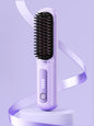 Black portable heated hair straightening comb by Trendsi, compact styling tool with heated ceramic plates for smooth, straight hair.