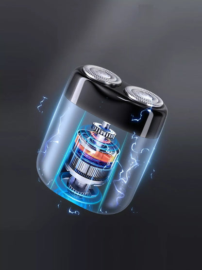 Black portable mini electric shaver by Trendsi, compact grooming device with a sleek design for on-the-go use.