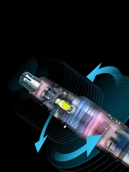 Black portable nose hair trimmer by Trendsi with compact design and safety blades for easy grooming.