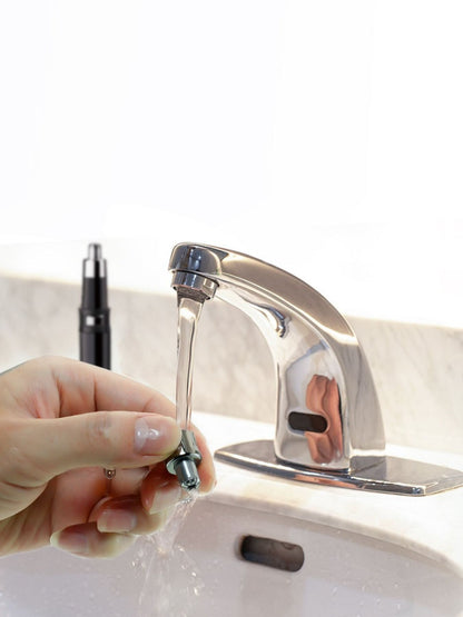 Black portable nose hair trimmer by Trendsi, compact and easy to use for grooming nose hair efficiently.
