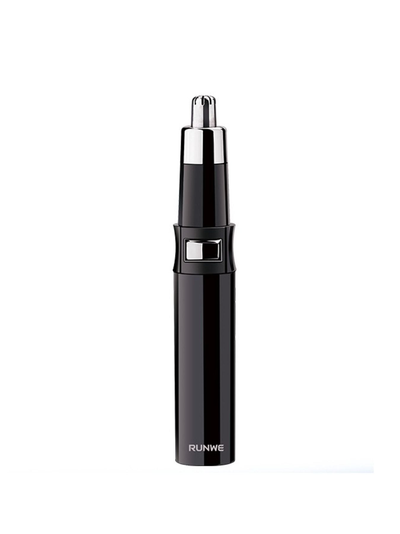 Black portable nose hair trimmer by Trendsi with compact design and precision trimming blades.