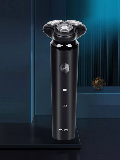 Black portable rotary shaver by Trendsi with a compact design and multiple rotary blades for close, comfortable shaving.
