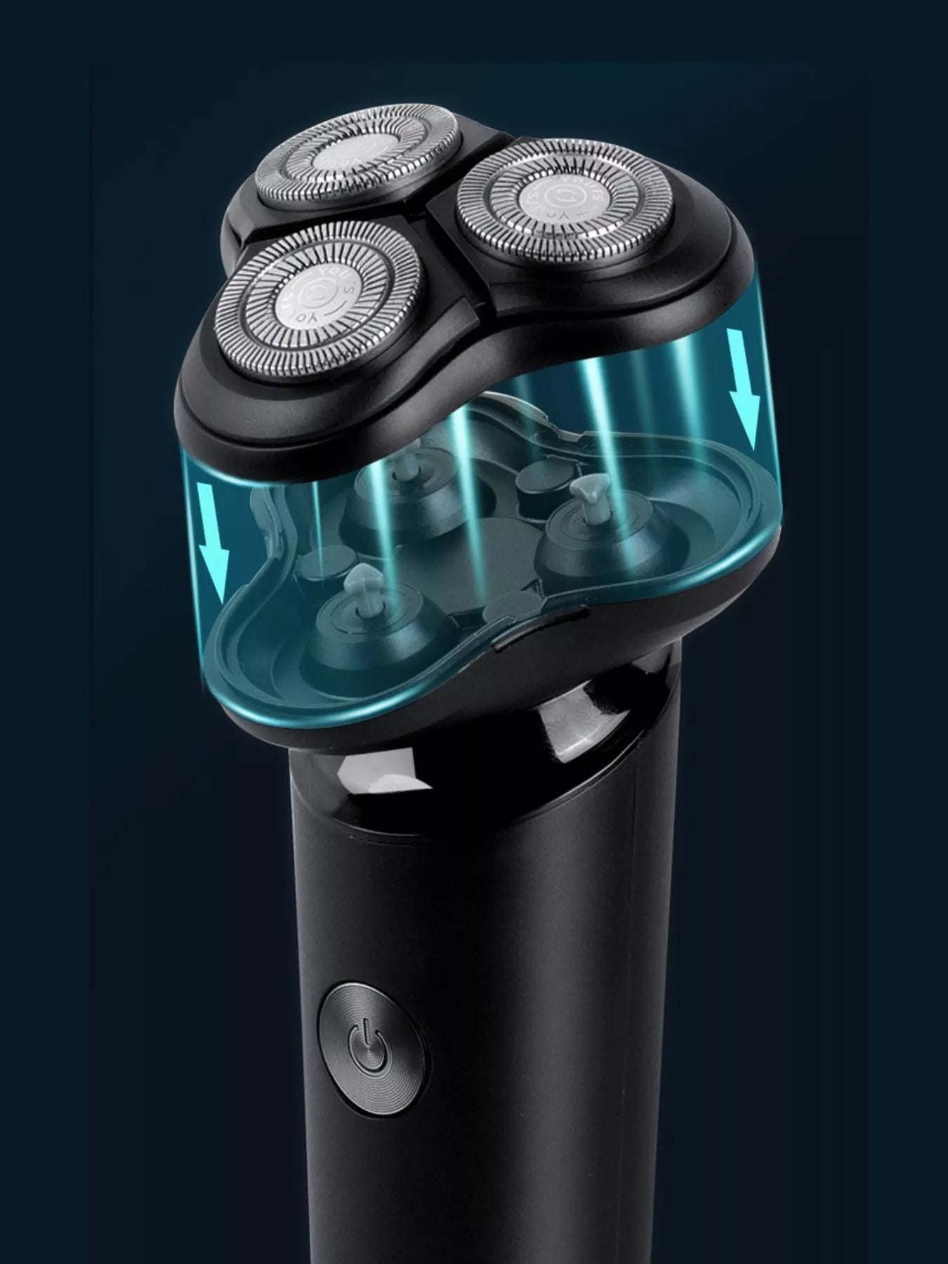 Black portable rotary shaver by Trendsi with a compact design, ideal for travel grooming and close shaving.