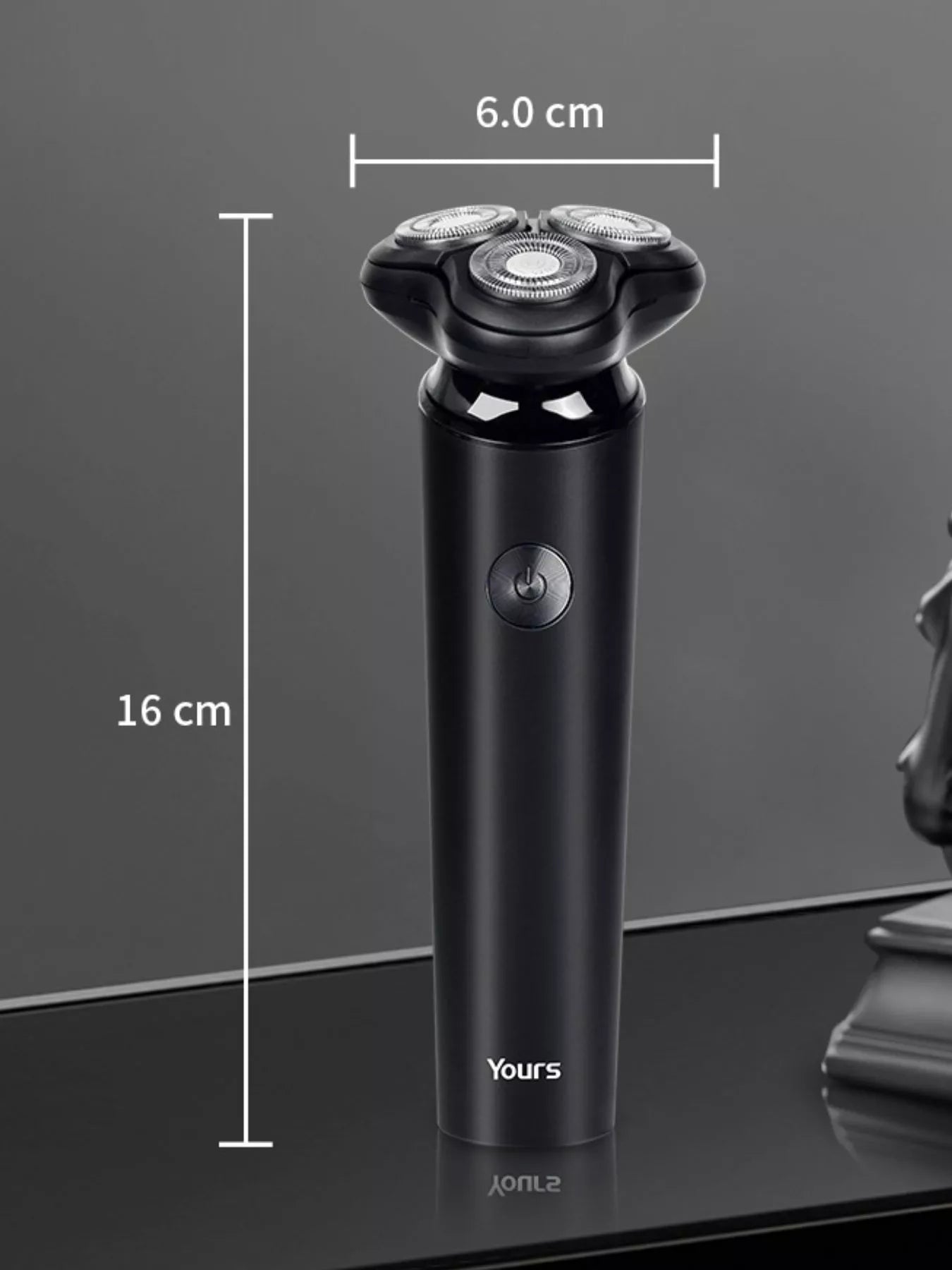 Black portable rotary shaver from Trendsi with a compact design, suitable for travel and everyday grooming.