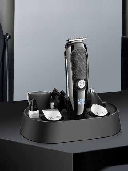 Black professional cordless hair clipper by Trendsi with adjustable blades and ergonomic design for easy grooming.